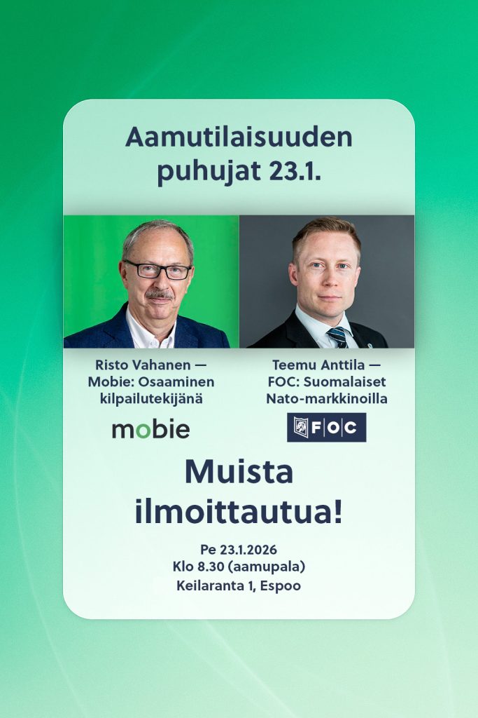 Aamutilaisuus 23.1. – tule kuulemaan, miten osaaminen muuttuu kilpailutekijäksi ja miten suomalaiset yritykset voivat hyödyntää Nato-markkinoita.